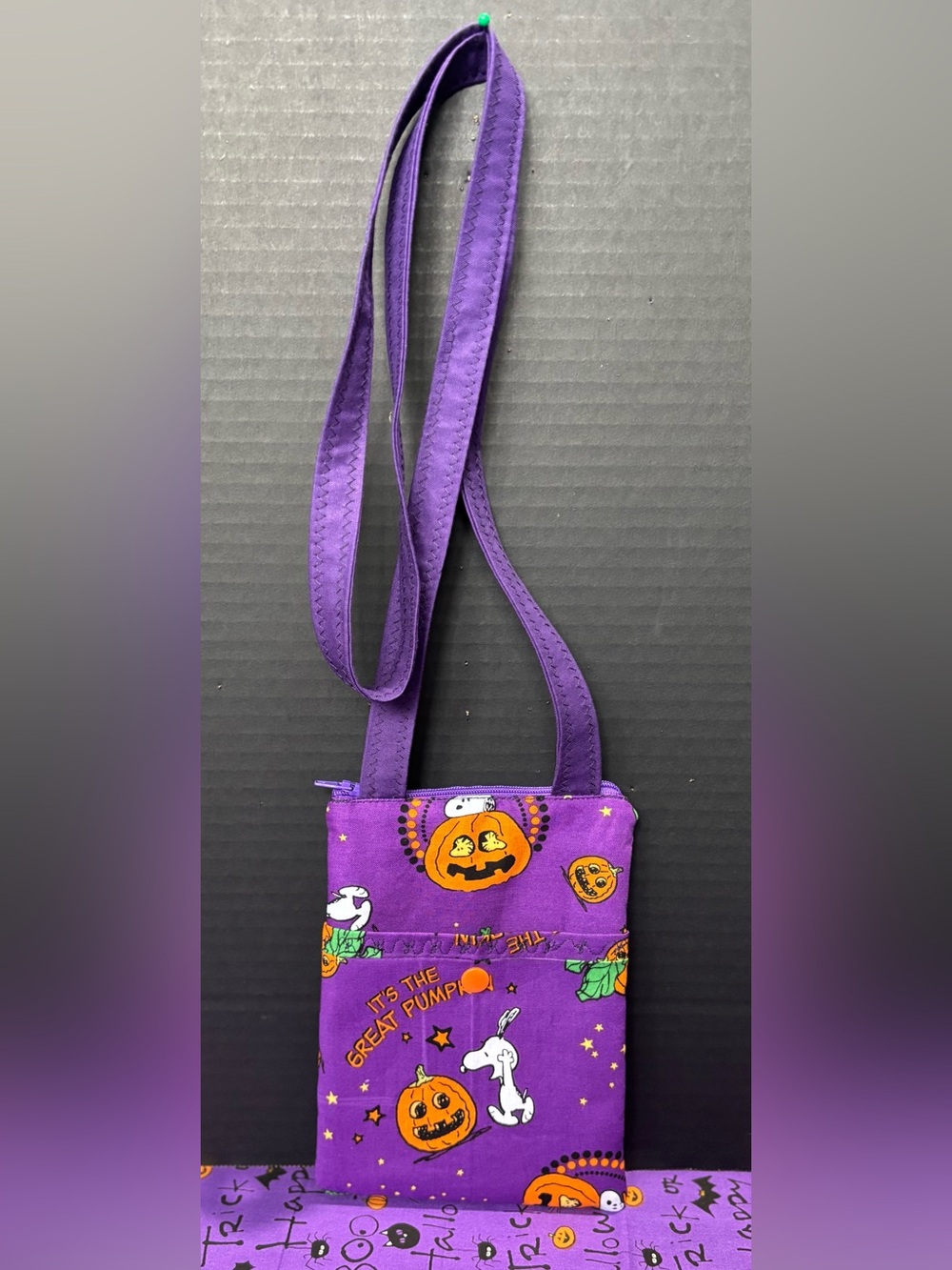 Halloween Its A Great Pumpkin Snoopy Handmade Crossbody Phone Pouch